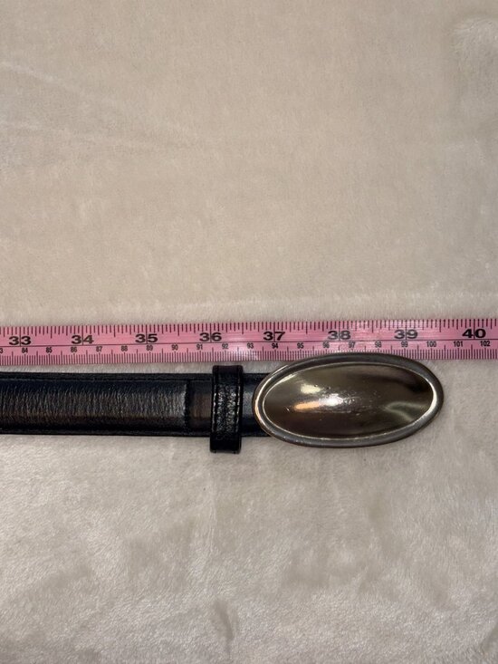 Vintage Clara Studio Asymmetry Made in USA Navy Leather Silver Buckle Belt Large main image 4